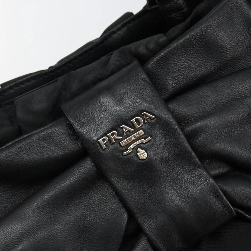 PRADA Tote Bag Nylon Black Silver Auth hk3058 - Picture 2 of 16